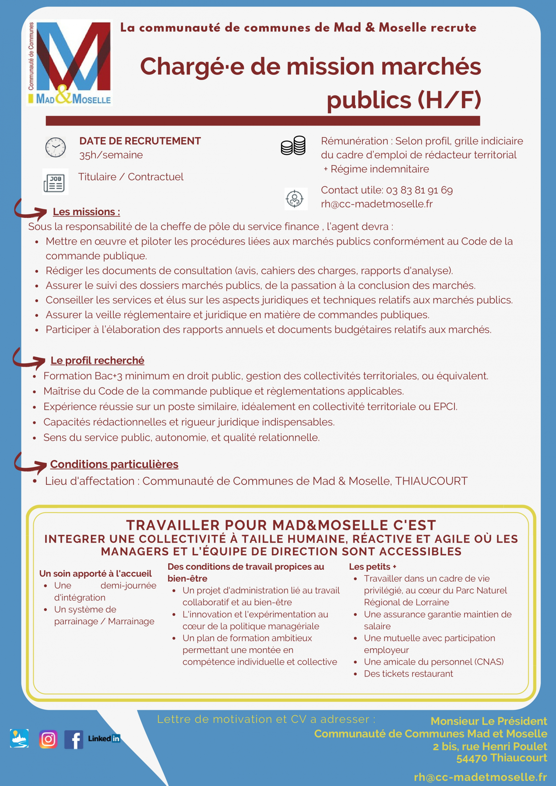 Chargé·e de mission marchés publics (H/F)