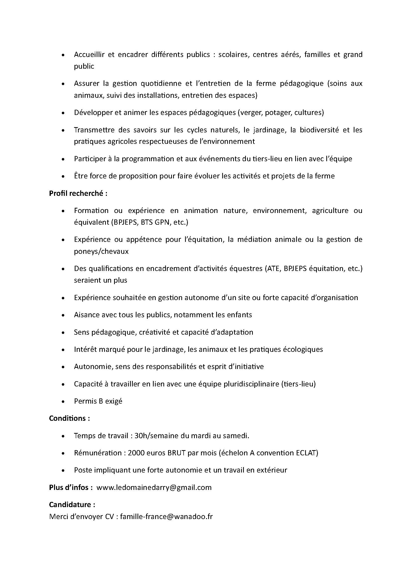 offre emploi domaine arry 2