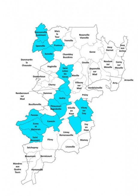 Carte des communes d'expérimentations pour le 100% PAV